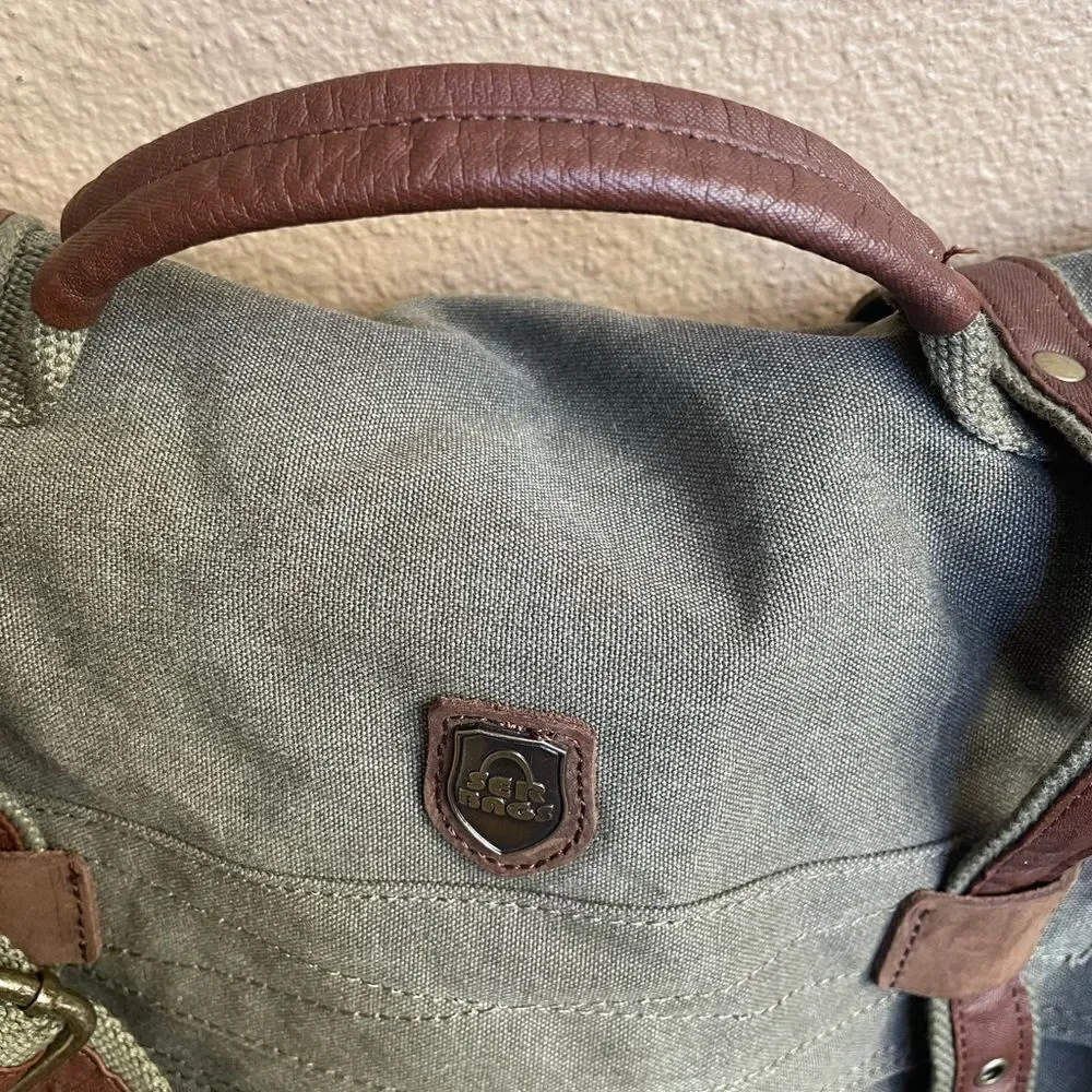 serbags Canvas Messenger Green and Brown Substantial Bag
